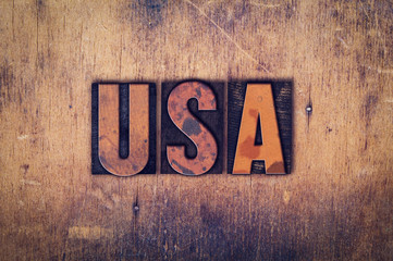 Wall Mural - USA Concept Wooden Letterpress Type