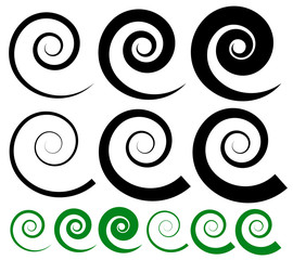 Poster - Set of spiral shapes with two type of lines. Thinner and thicker