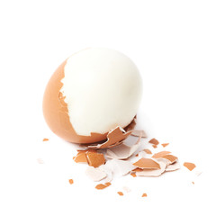 Wall Mural - Cracked hard boiled egg isolated