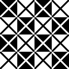 Poster - Seamless monochrome pattern with X shape, intersecting, crossing