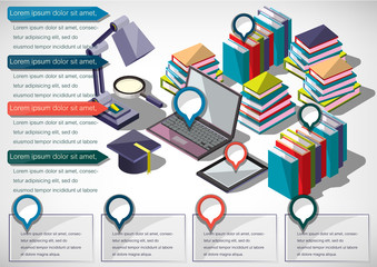 Wall Mural - illustration of infographic education concept in isometric graphic