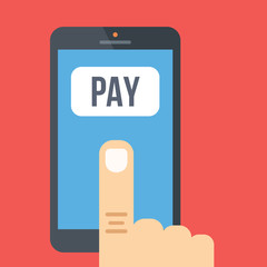 Poster - Mobile payment. Flat design vector illustration