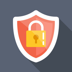 Poster - Security shield long shadow vector flat icon