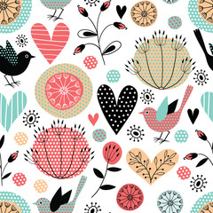 Sticker - Romantic vector seamless pattern