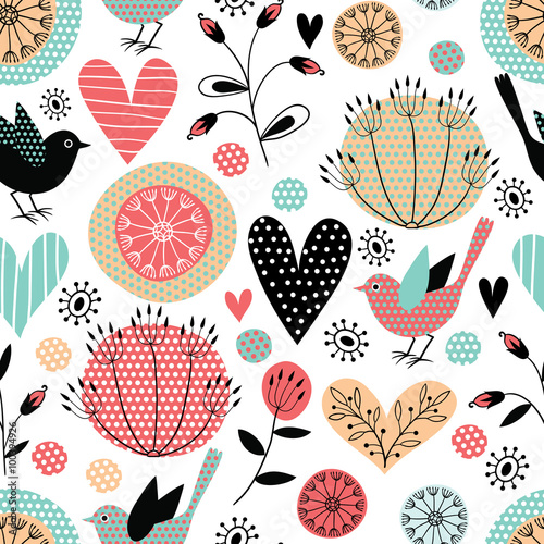 Cotton fabric Romantic vector seamless pattern