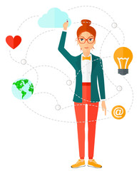 Poster - Business woman and cloud computing.