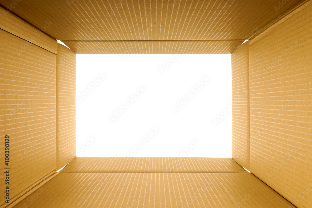 Cardboard box frame view from inside copy space photo Stock Photo ...