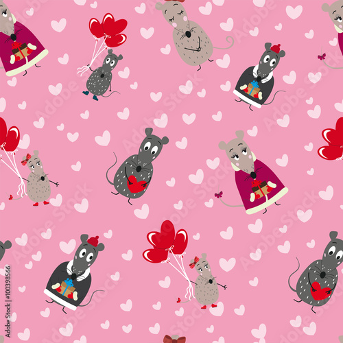 Cotton fabric Vector seamless pattern with mice