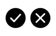 checkmark and x or confirm and deny flat icon for apps and websites.