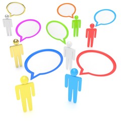 people with talk bubbles isolated over a white background