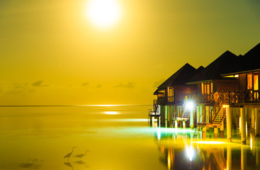 Poster - Sunset on sea in Maldives