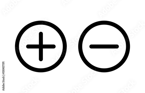 Fotomural Plus and minus or add and subtract line art icon for apps and websites