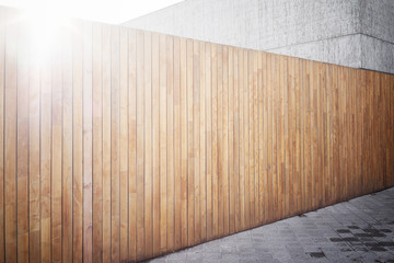 Highly detailed and empty wooden wall on the street. 