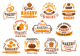 Sticker - Bread, pastry and bakery shop icons or symbols