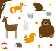 dzikie leśne zwierzęta - zastaw , prosta ilustracja na białym tle