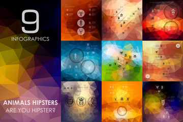 Canvas Print - animals hipsters infographic with unfocused background