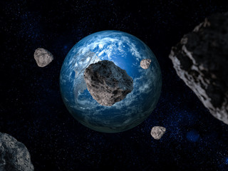 Wall Mural - Earth and meteors