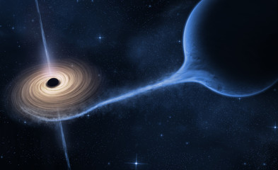 Wall Mural - Black hole and a planet