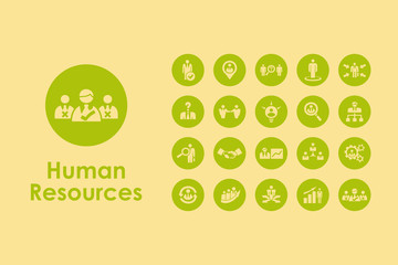 Poster - set of human resources simple icons
