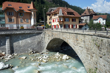 Wall Mural - Bridge and houses