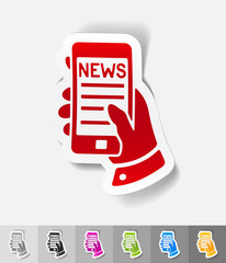 Poster - realistic design element. news in the smartphone