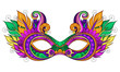 Vector Ornate Colored Mardi Gras Carnival Mask with Decorative F