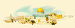 vector watercolor JERUSALEM city illustration