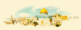 Fototapeta Londyn - vector watercolor JERUSALEM city illustration