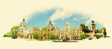 Vector Watercolor MADRID City Illustration