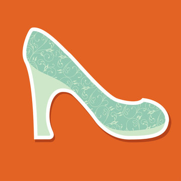 Shoe icon with floral background.
