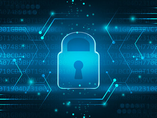 Fototapete - Abstract vector futuristic background with global security service concept.