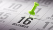December 16 written on a calendar to remind you an important app