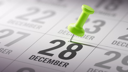 December 28 written on a calendar to remind you an important app