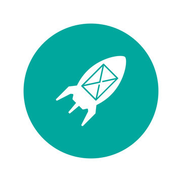 Illustration rocket with an icon.