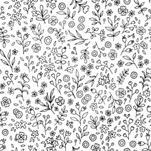 Black And White Flower Seamless Pattern