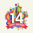 Happy birthday 14 year greeting card poster color