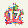 Happy birthday 17 year greeting card poster color