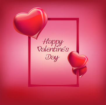 Happy Valentine's Day lettering Greeting Card on pink background