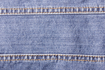 Wall Mural - Blue jeans sew closeup texture.