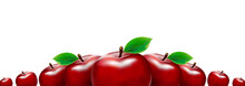 Border Of Red Apples. Template For Your Design.
