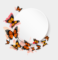 Poster - Beautiful butterfly background and gift card. Vector.