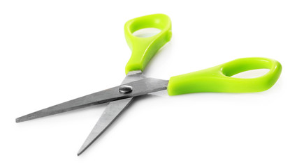 Sticker - Green scissors isolated on white background