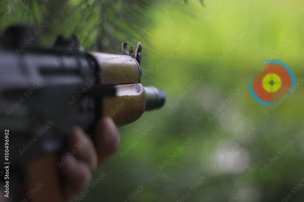 Red dot scope for assault rifle sight red target Stock Photo | Adobe Stock