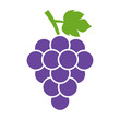 Bunch of wine grapes with leaf flat color icon for food apps and websites