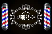 Vector Illustration Barber Poles, Barber Shop