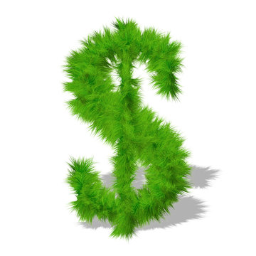 Conceptual green grass 3D font isoalted