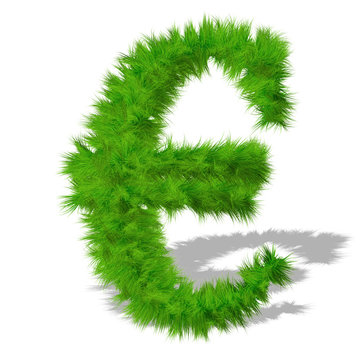 Conceptual green grass 3D font isoalted
