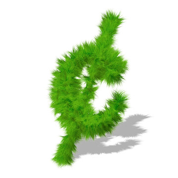Conceptual green grass 3D font isoalted