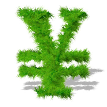 Conceptual green grass 3D font isoalted
