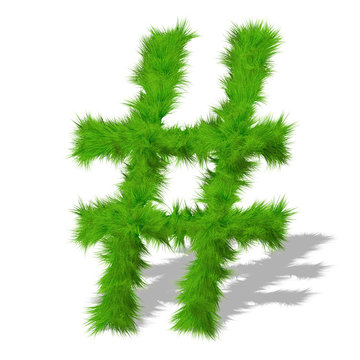 Conceptual green grass 3D font isoalted